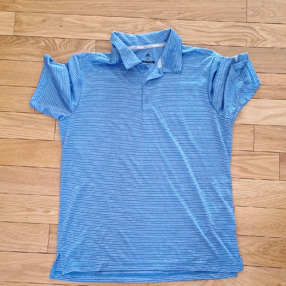Adidas Blue Striped Polo Shirt